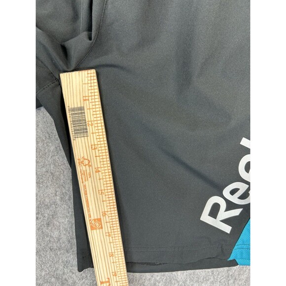 Reebok Shorts Men's Size Medium Black Blue Pull On Basketball Shorts Pockets - Picture 4 of 7